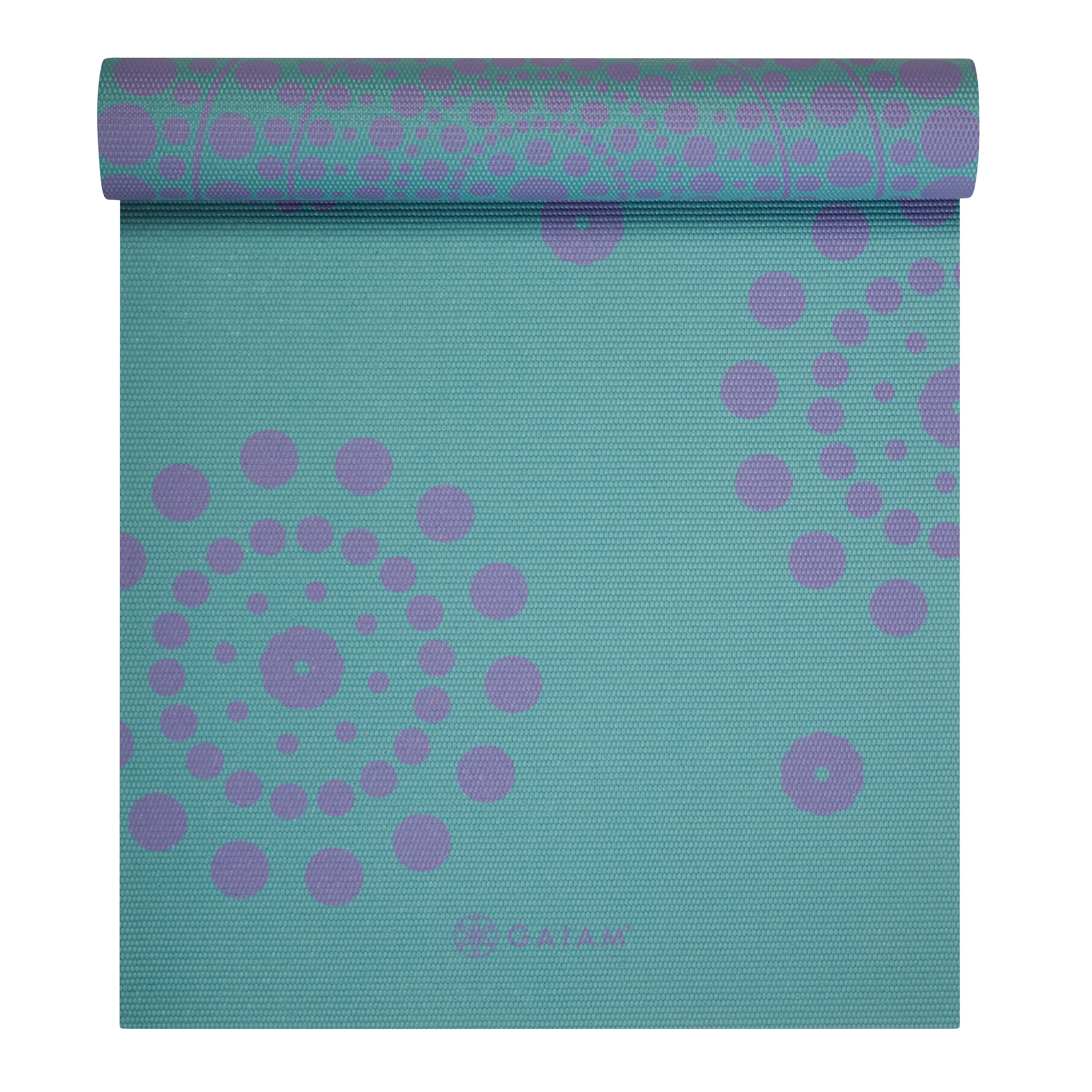 Gaiam Premium Reversible Aqua Trance Yoga Mat (6mm) top rolled reverse